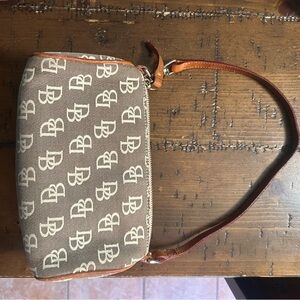 Dooney and Bourke Brown and Tan Monogram Shoulder Bag -small